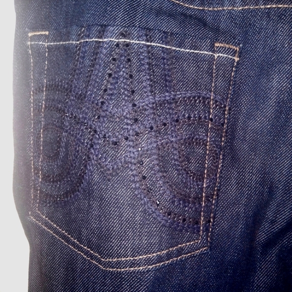 New HTF: 7 Mankind Swirl Embroidered CRYSTAL A Pocket Bootcut Jeans 30 x 34 Dark - Picture 16 of 16